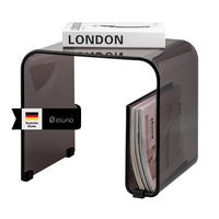 BEISTELLTISCH MIT MAGAZINHALTER Acryl schwarztransparent - Anthrazit, Kunststoff (30/38.5/35.5cm) - eluno
