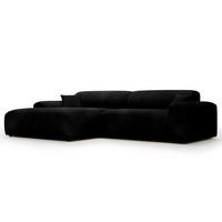 ECKSOFA mit Longchair - Cord - Schwarz, Kunststoff/Textil (284/178cm) - home24