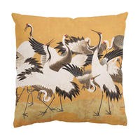 KISSENBEZUG Tanzende Kraniche im Freudentaumel 50/50 cm - Goldfarben, Textil (50/50cm) - Bilderwelten