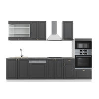 PENTRY Fame-Line Antracit guld/vit 300 cm med högskåp, utan bänkskiva - Vit/Antracit, Träbaserade material (300/153.6/46cm) - Vicco
