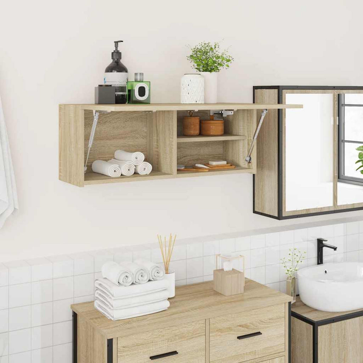 BAD-WANDSCHRANK Sonoma-Eiche 80/25/30 Cm Holzwerkstoff - Hellbraun, Holzwerkstoff (25/30/80cm) - vidaXL