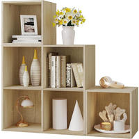REGAL Bücherregal mit 6 Fächern, Stufenregal, 90x90x30 cm, Helle Eiche - Eichefarben, Holzwerkstoff (90/90/30cm) - Woltu