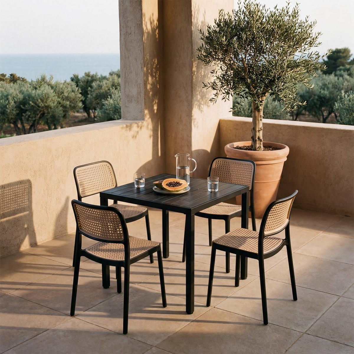 STUHL FÜR DRAUSSEN Kaira Zweifarbig 44 cm x 81 cm - Multicolor, Kunststoff (44/81/55cm) - Klast Home