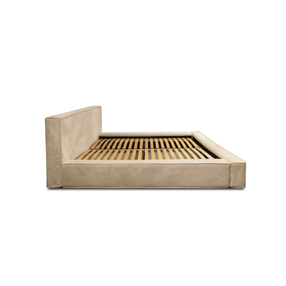 POLSTERBETT Modesto Stoff Lincoln - Beige, Holzwerkstoff/Textil (160/200cm) - Fun Möbel