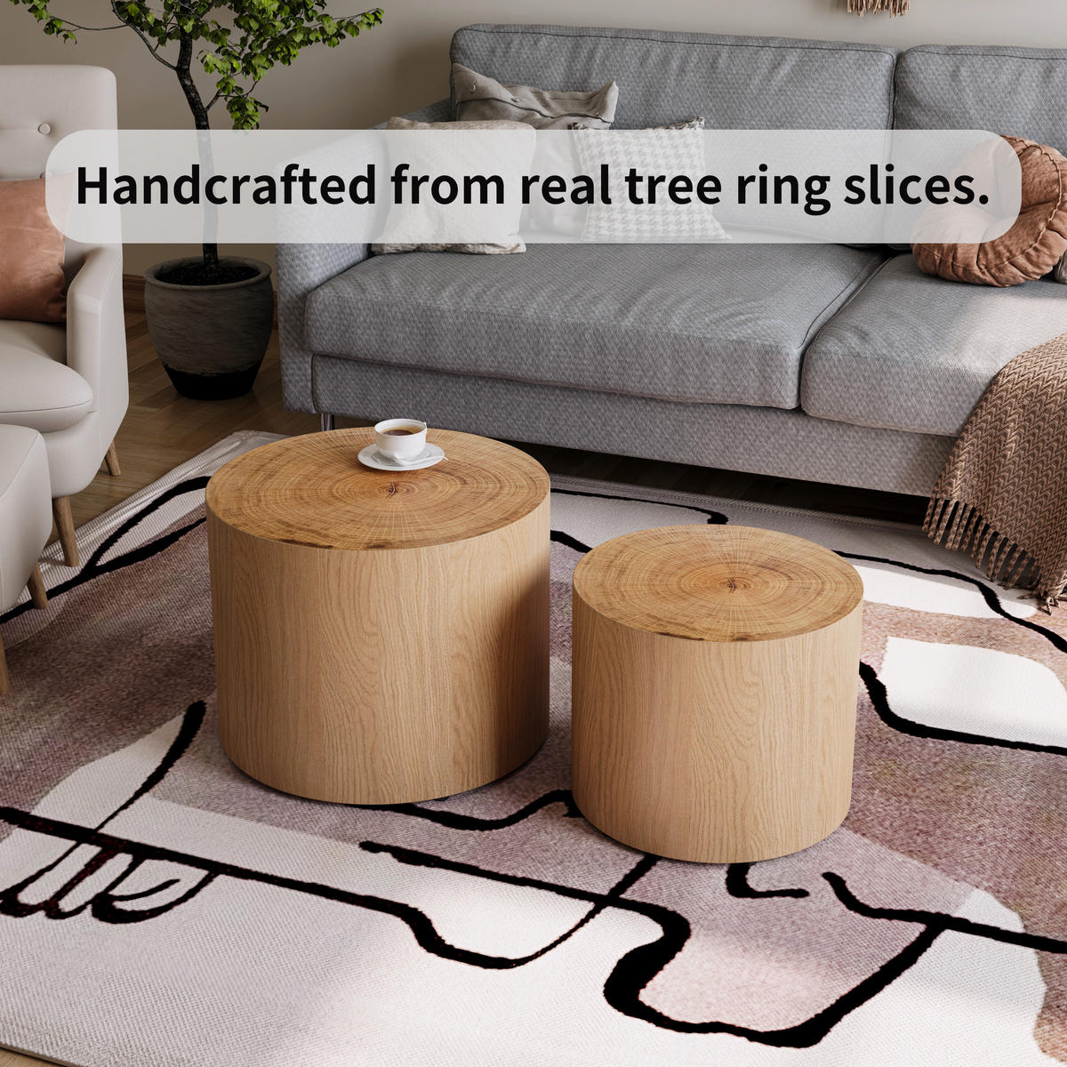 COUCHTISCH-SET Naturfarben 2er-Set 48/48/38 cm - Naturfarben, Holz (48/48/38cm) - PANGIVO