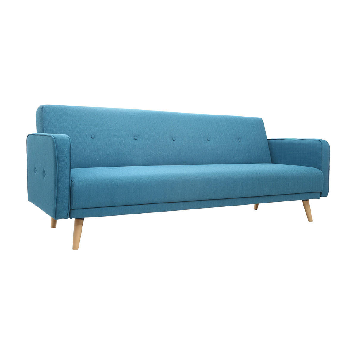 SOFA Verstellbar 3-Sitzer Skandinavisches Design BlaugrÙn ULLA - Blau, Textil (82.5/80.5/205cm) - Miliboo