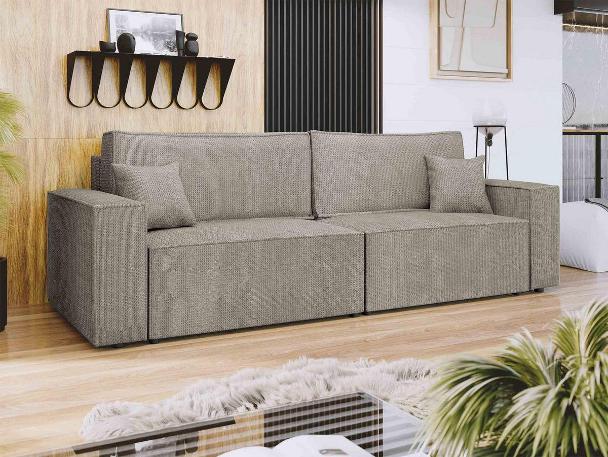 SCHLAFSOFA Karl - Hellgrau/Schwarz, Holz/Kunststoff (245/82/90cm) - MIRJAN24