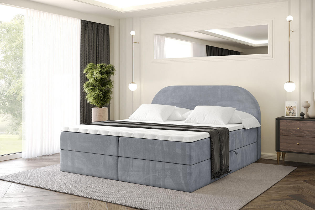 BOXBETT mit Matratze H3 und Lattenrost - NOX - 160x200 - Grau Casablanca - Grau, Holzwerkstoff/Kunststoff (160/200cm) - ALTDECOR