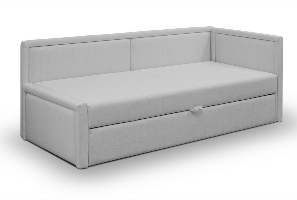 JUGENDBETT Caprili Hellgrau ausziehbar für 2 Personen - Hellgrau/Schwarz, Holz/Textil (82/189cm) - Selsey