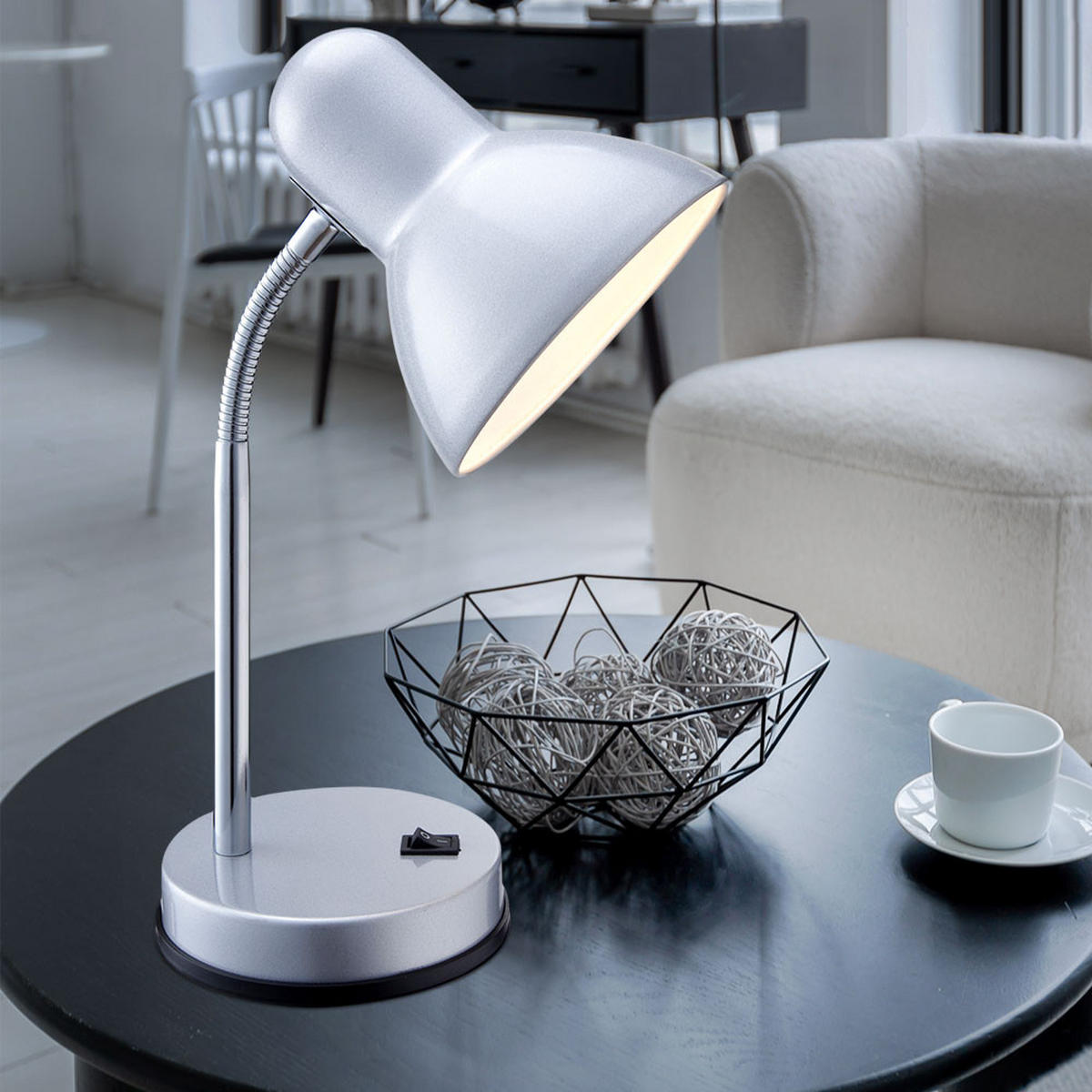 TISCHLEUCHTE BASIC Metall Silber - Silberfarben, Metall (21.5/21.5/33cm) - Globo Lighting