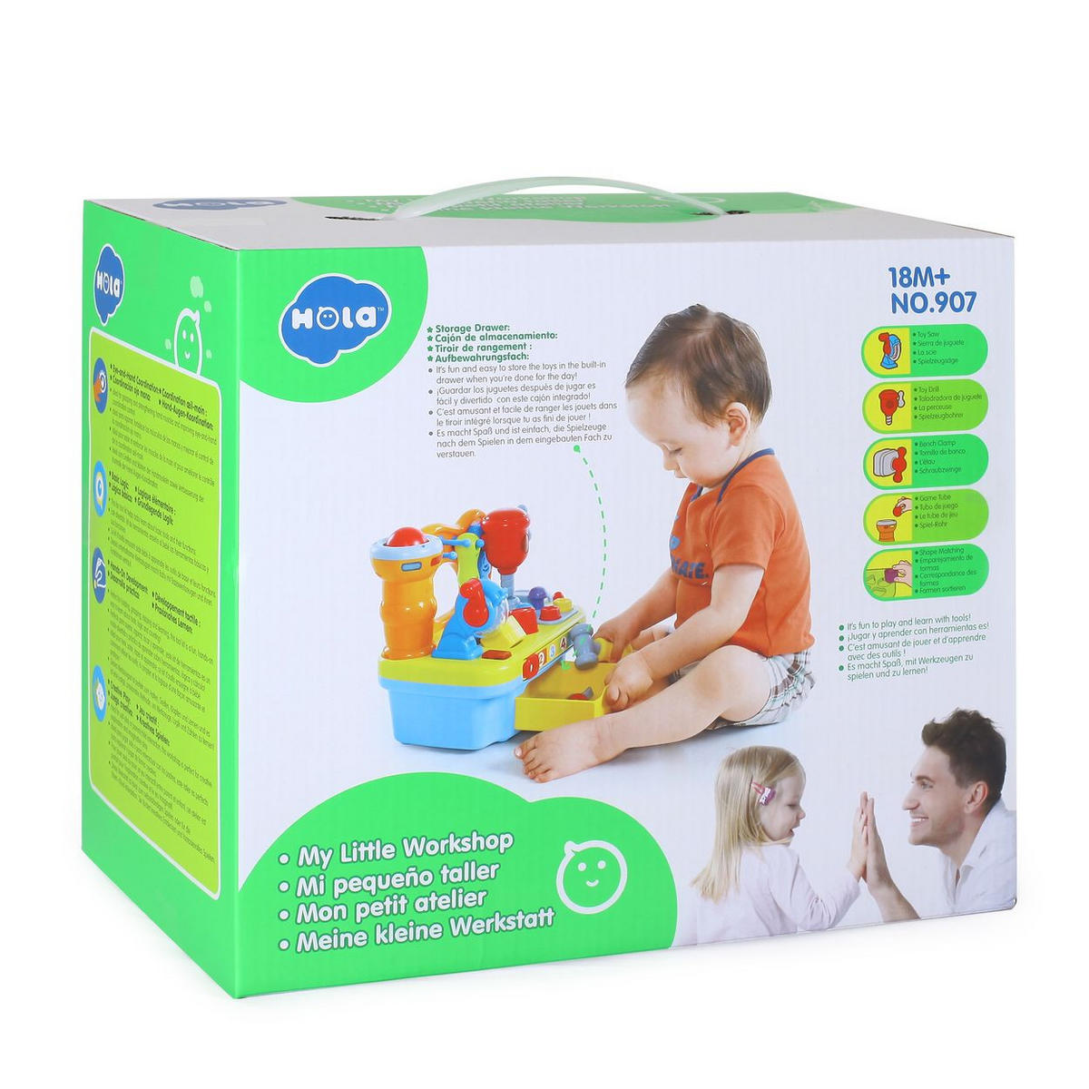 SPIELWERKZEUG Miniwerkstatt Kinderwerkzeug bunt Musik, Licht, Schrauben, Formsortierspiel, Kinderwerkzeug, Motorik - Multicolor, Kunststoff (29/22/17cm) - Moni