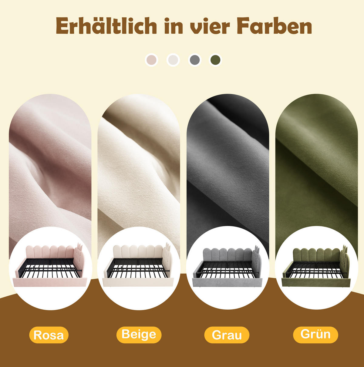 SAMT-POLSTERBETT 90/200 cm mit Ausziehbett und gepolstertem Kopfteil in Rosa - Rosa, Textil (90/200cm) - BEAOK