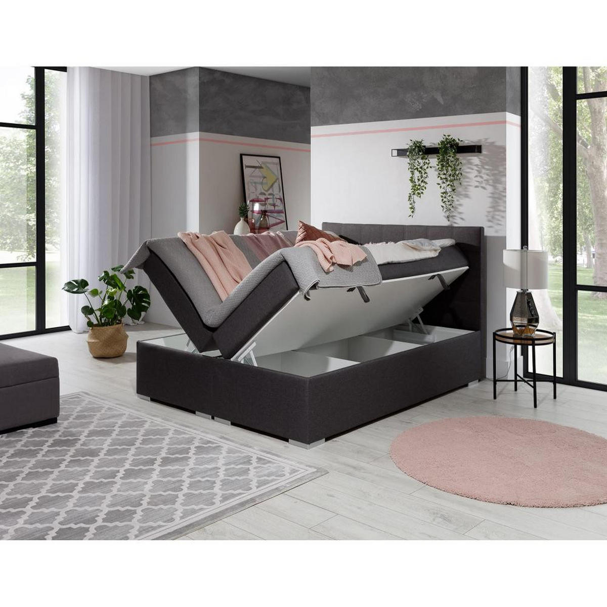 BOXBETT Alice Bonellfederkern - Dunkelgrau, Holz/Holzwerkstoff (140/200cm) - Best For Home
