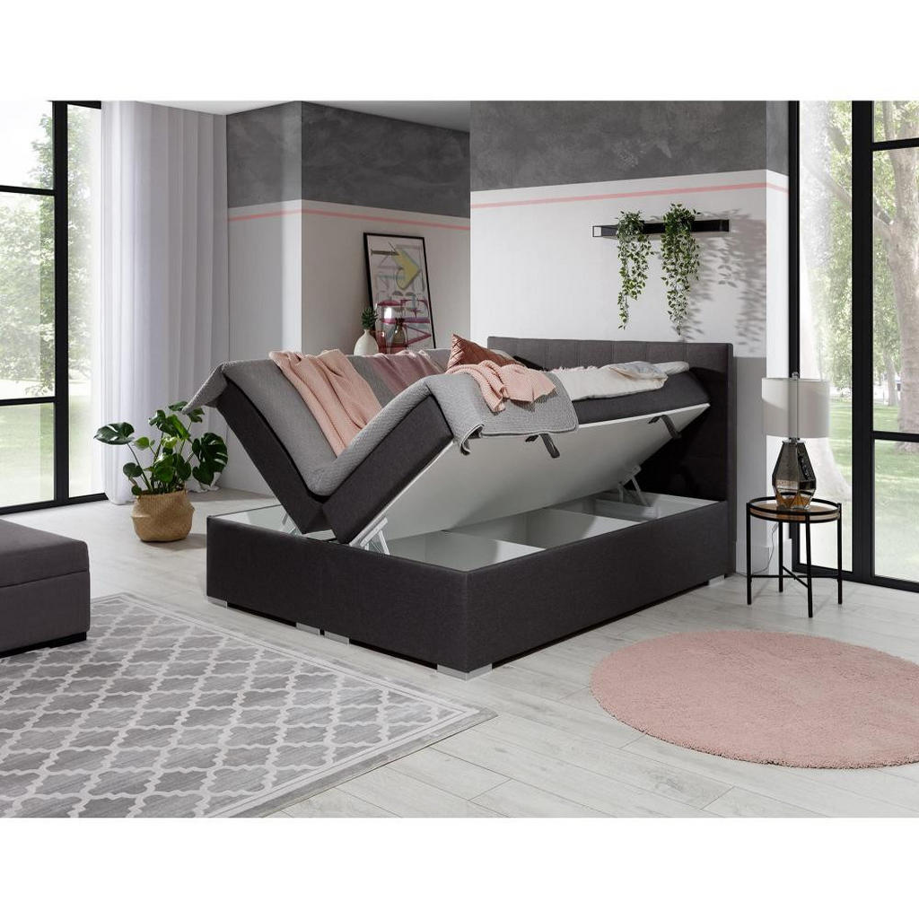 Thumbnail - Best For Home Boxbett, Schwarz, Textil, Höhe ca. 20 cm, Rechteckig, 160x200 cm, Schlafzimmer, Betten, Boxspringbetten