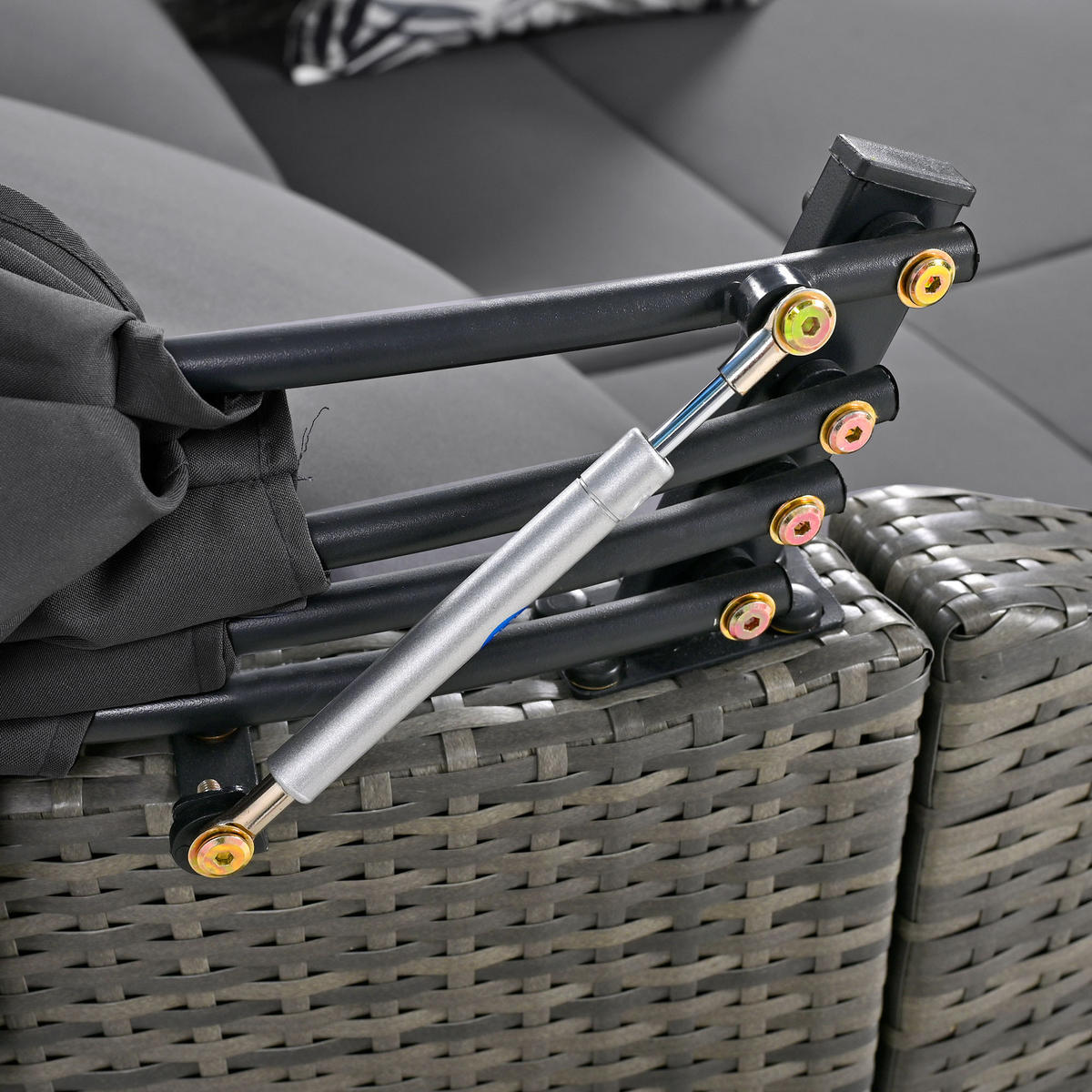 LOUNGESOFA aus Rattan & Metal 203x120x126 cm in Grau mit Baldachin - Grau, Metall (120/126/203cm) - Modfu