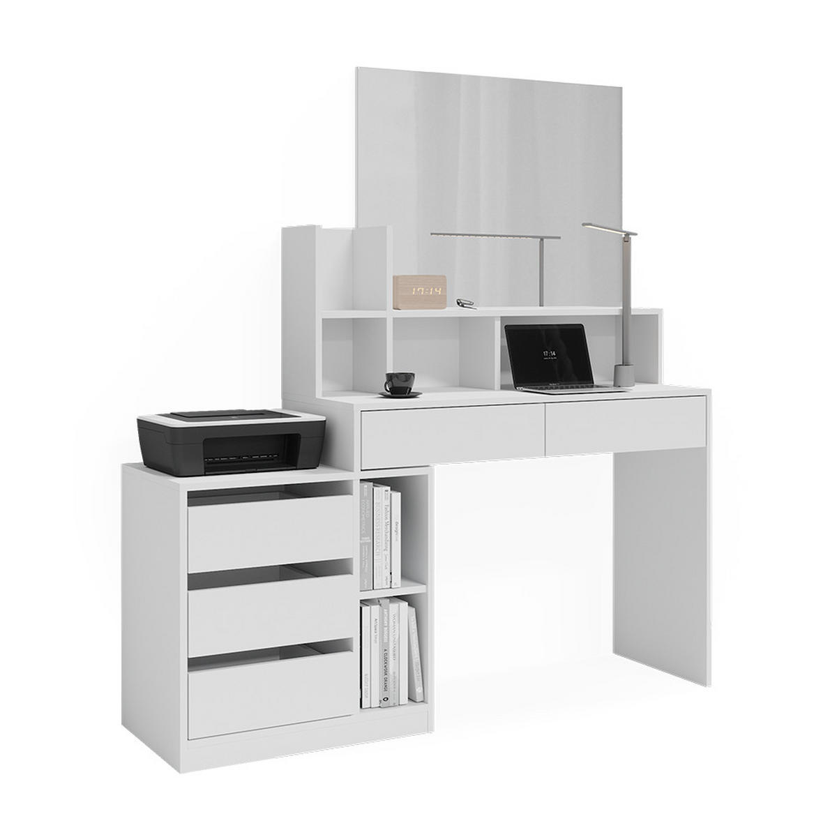 SCHREIBTISCH Anja Weiß 139.8 x 40 cm mit Schubladen - Weiß, Holzwerkstoff (40/139.8/115cm) - Vicco