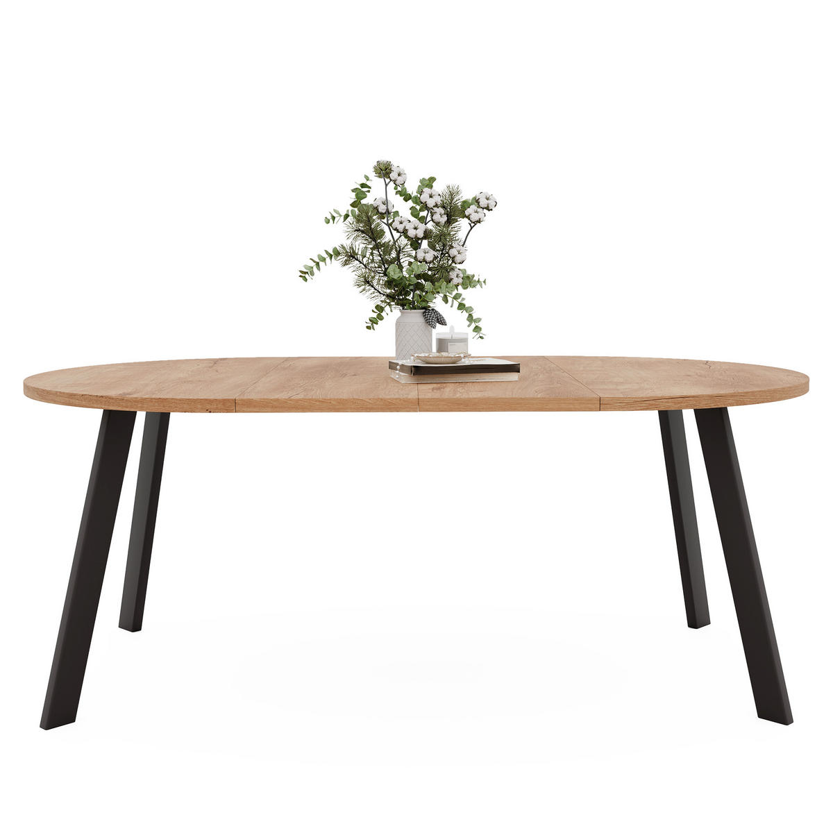 TISCH Schwarze Beine, MDF Tischplatte, Lefkas Eiche - Schwarz/Braun, Holzwerkstoff (100/100/76cm) - Idohome