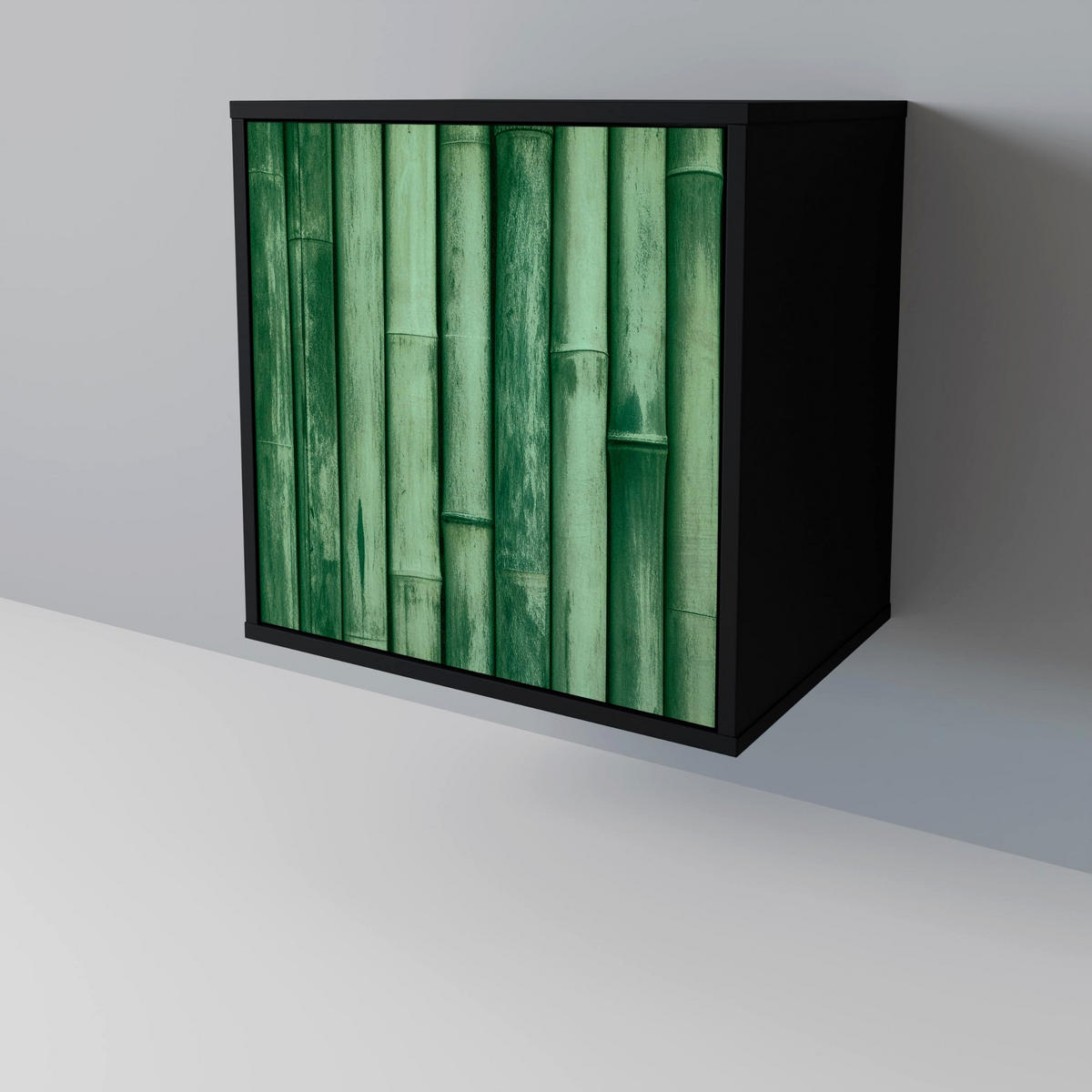 SIDEBOARD NATURAL GREEN, Schwarz, 57,5x42x70,5 cm, Schwarze Metall-Sternfüße - Multicolor/Schwarz, Holzwerkstoff/Metall (57.5/70.5/42cm) - SpaceRebels
