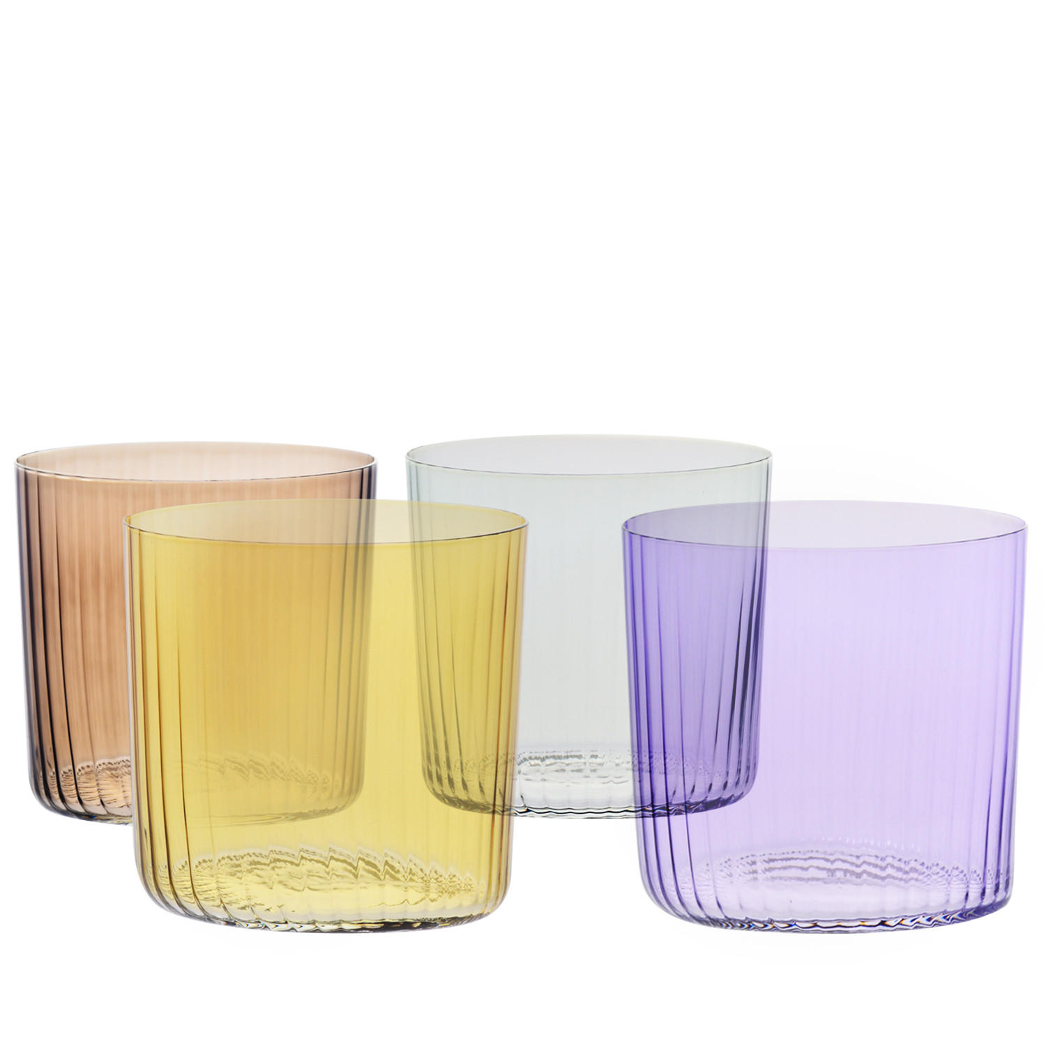 GLÄSER MIT VERTIKALER OPTIK, 4er-Set, 410 ml - Multicolor, Glas (0.41L) - Krosno Glass