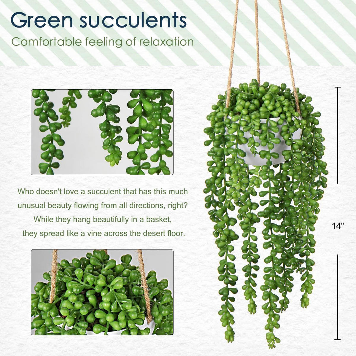 HÄNGEPFLANZE Senecio Künstliche Sukkulente 35.5 cm - Grün, Kunststoff (35cm)