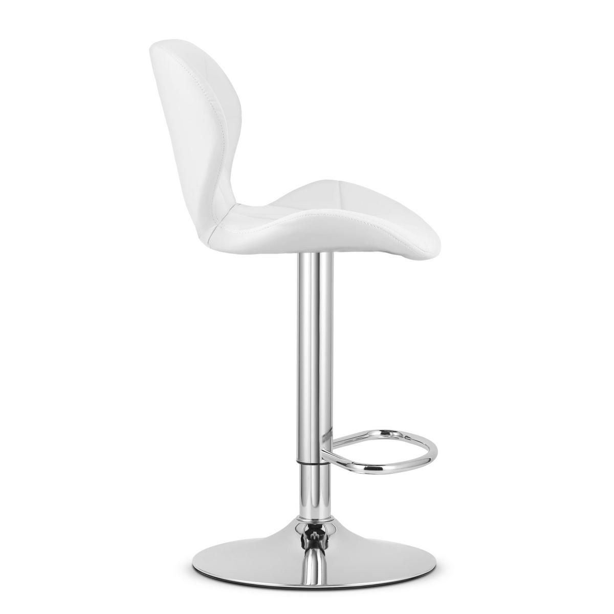 BARHOCKER WEST ECO weißer Sitz, Chrombasis - Weiß, Leder (46/111/48.5cm) - Valora