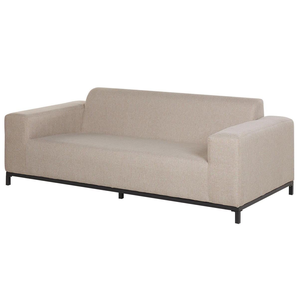 GARTENSOFA 3-Sitzer beige/schwarzes Gestell Rovigo - Beige/Schwarz, Textil (186/68/84cm) - Beliani