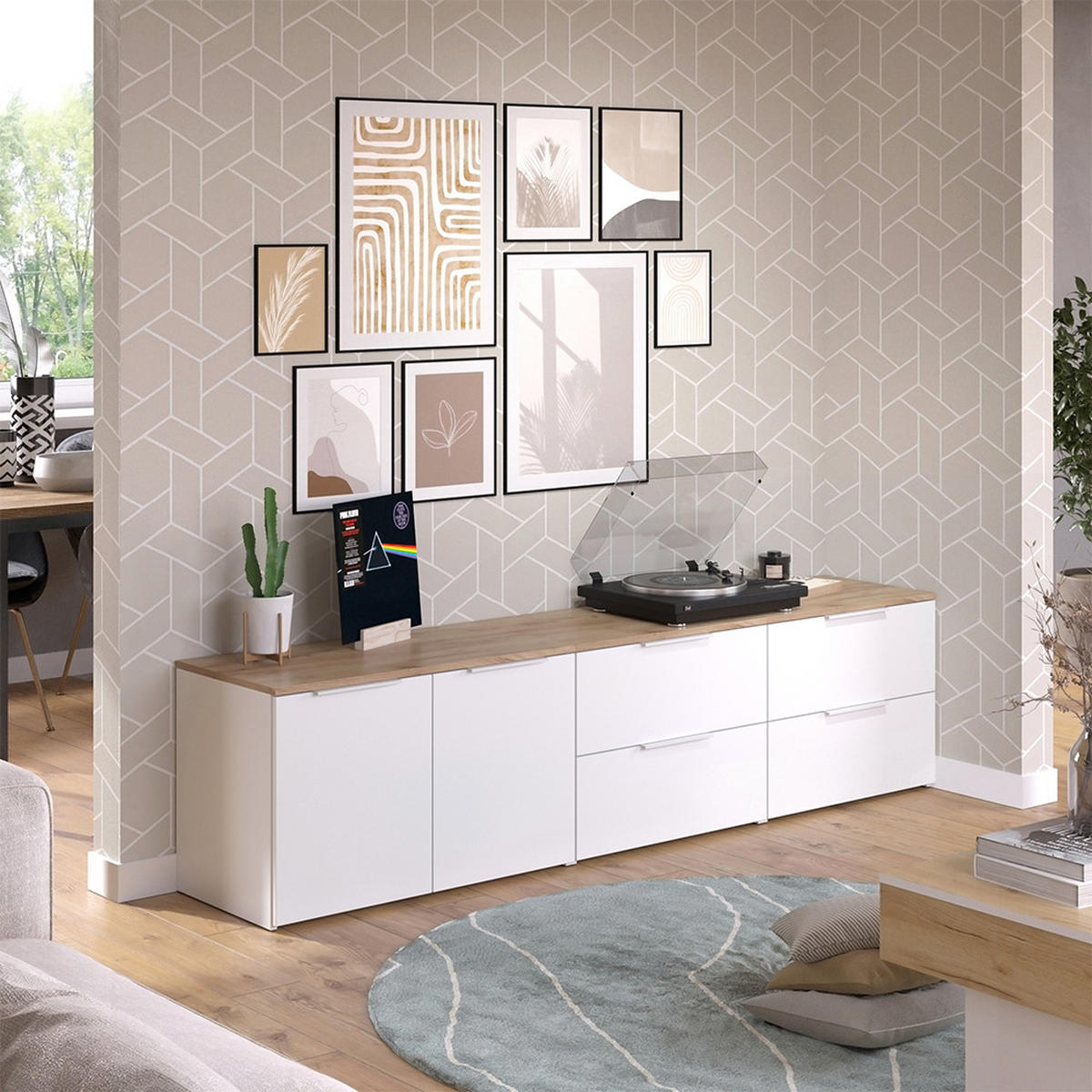 ŽIVÁ STĚNA Wido Bílá/Sonoma - bílá/Sonoma dub, kompozitní dřevo (200/50/40cm) - Vicco