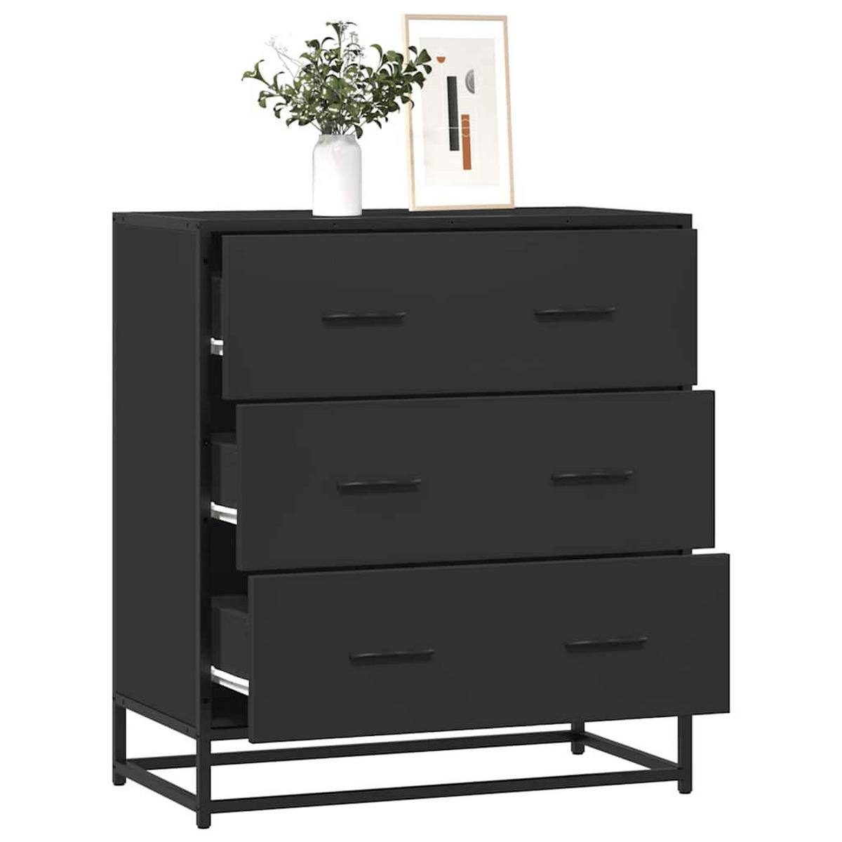 KOMMODE Sopi für Wohnzimmer Schwarz 68x35x76 cm - Schwarz, Holz (68/76/35cm) - DELUKE