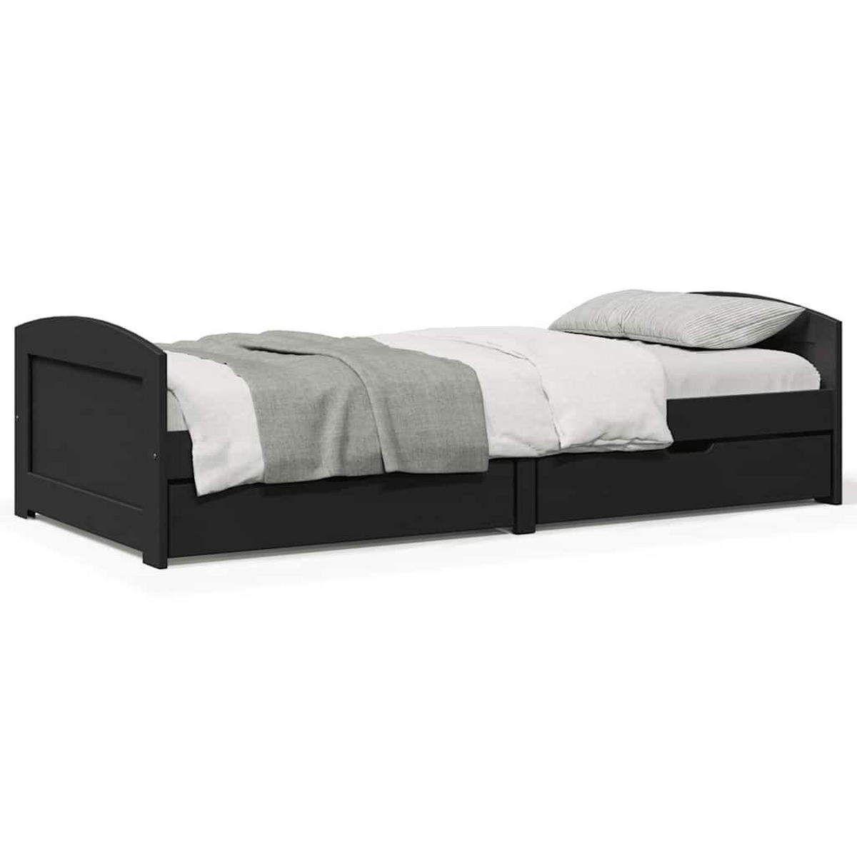 TAGESBETT Mit 2 Schubladen Ohne Matratze Irun Schwarz 90/200Cm - Schwarz, Holz (90/200cm) - vidaXL