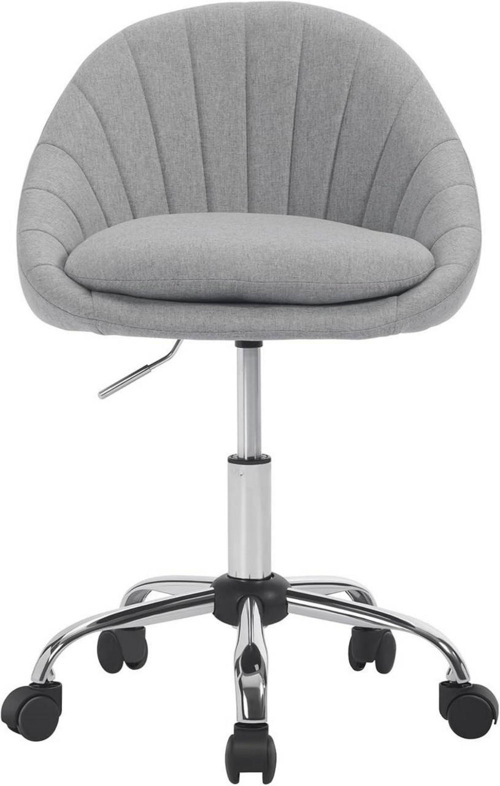 DREHSTUHL ergonomisch, Schminkstuhl, Samt, Grau - Schwarz/Grau, Textil/Metall (52/72/48cm) - Woltu