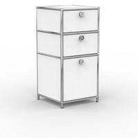 BÜRO-STANDCONTAINER, Metall, 40cm, 2 Schubladen + 1 hohe Schublade, Signalweiss - Chromfarben/Silberfarben, Metall (40/82.4/39.7cm) - Versee