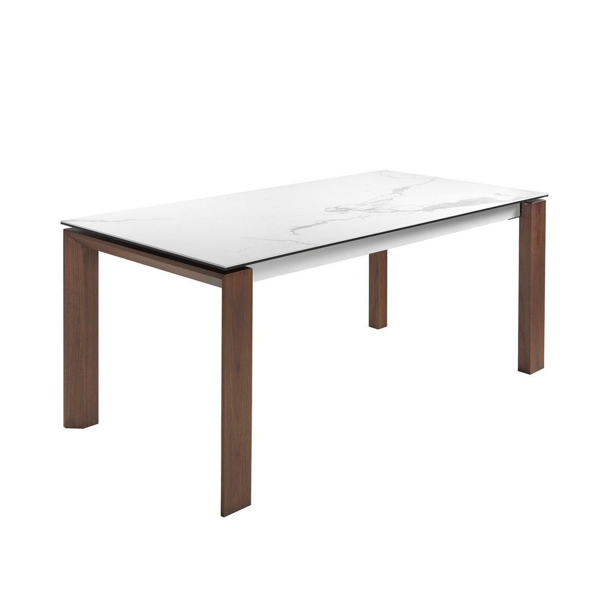ESSTISCH Ausziehbarer Esstisch Rechteckig porzellanmarmor aus Walnuss 180/90/75 cm - Walnussfarben/Weiß, Stein (90/180/75cm) - ANGEL CERDA