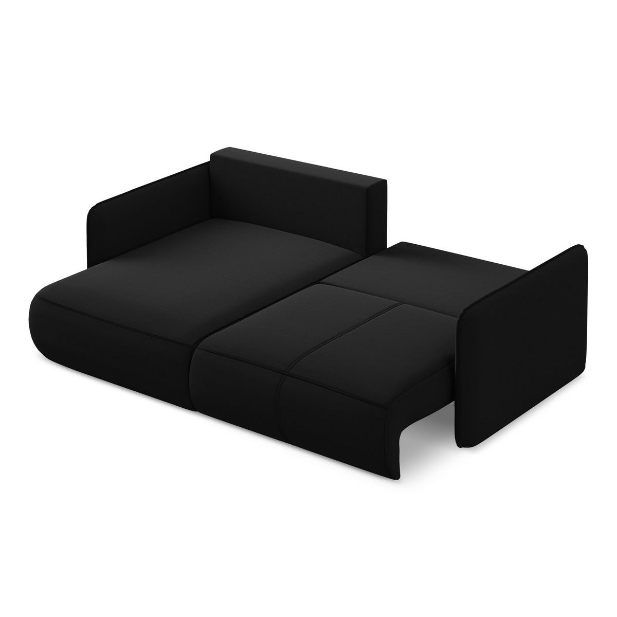 ECKSOFA mit Schlaffunktion Samt Stoff Schwarz - Schwarz, Kunststoff/Textil (148/207cm) - LaMiaSofa