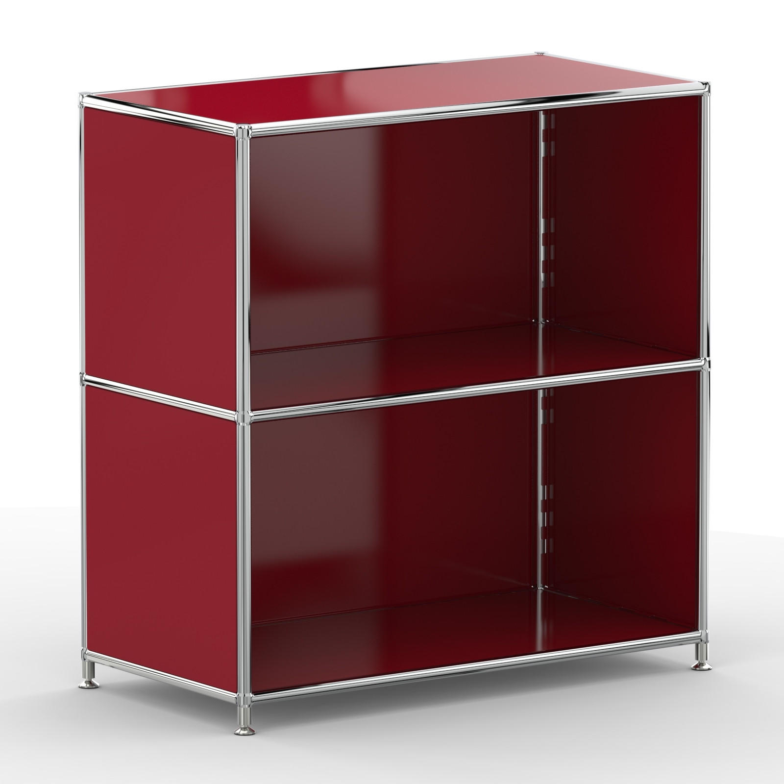 AKTENSCHRANK Büro, 2 offene Fächer, Breite 77 cm, Rubinrot - Chromfarben/Rot, Metall (40/80.5/77.2cm) - Versee