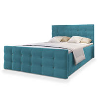 BOXBETT SLAT 140x200 cm mit Matratze und Topper - Blau - Blau, Holz (140/200cm) - MASSENO