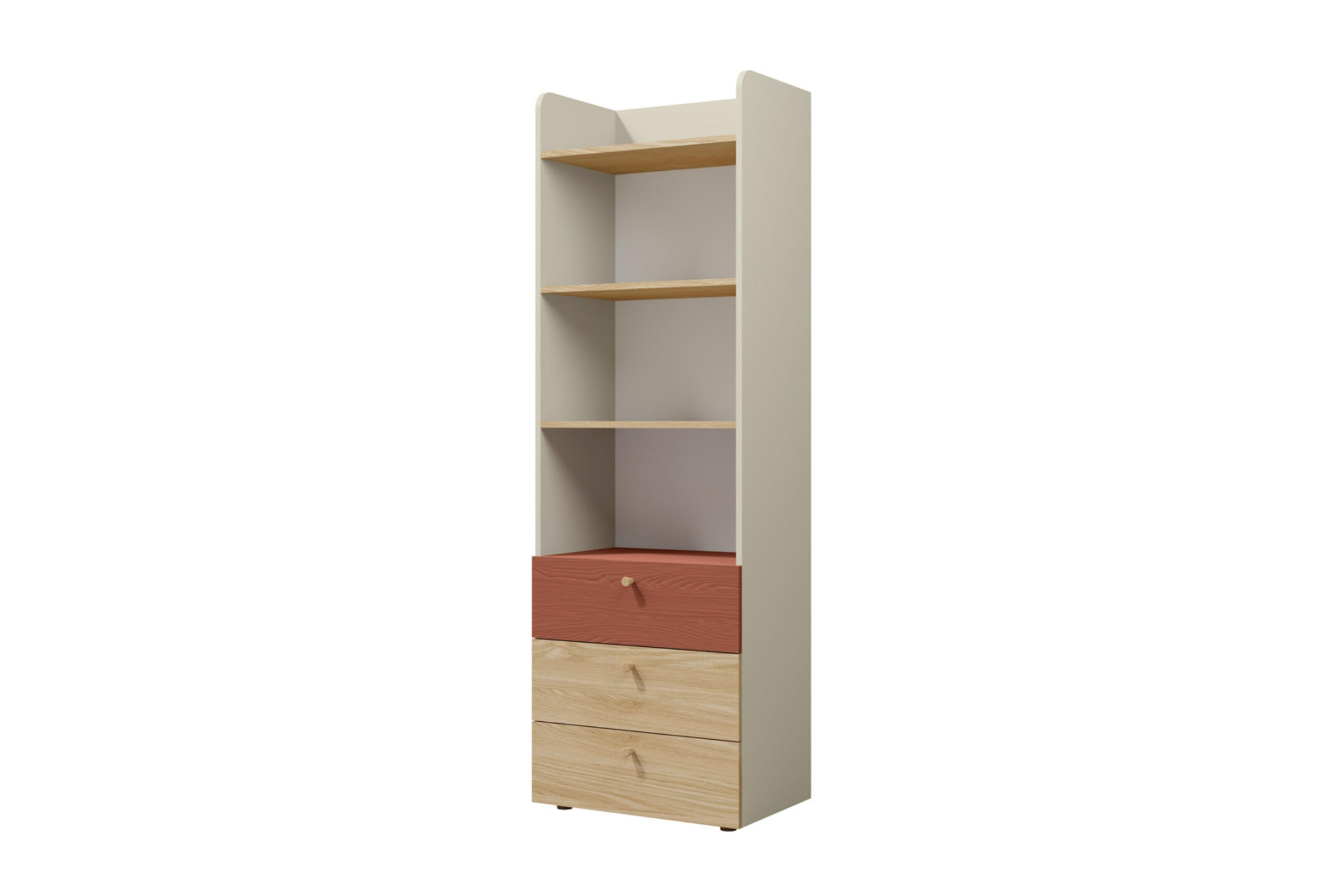 Deine Möbel 24 Kinderregal Greige, Eiche, Koralle 60x185x40 cm