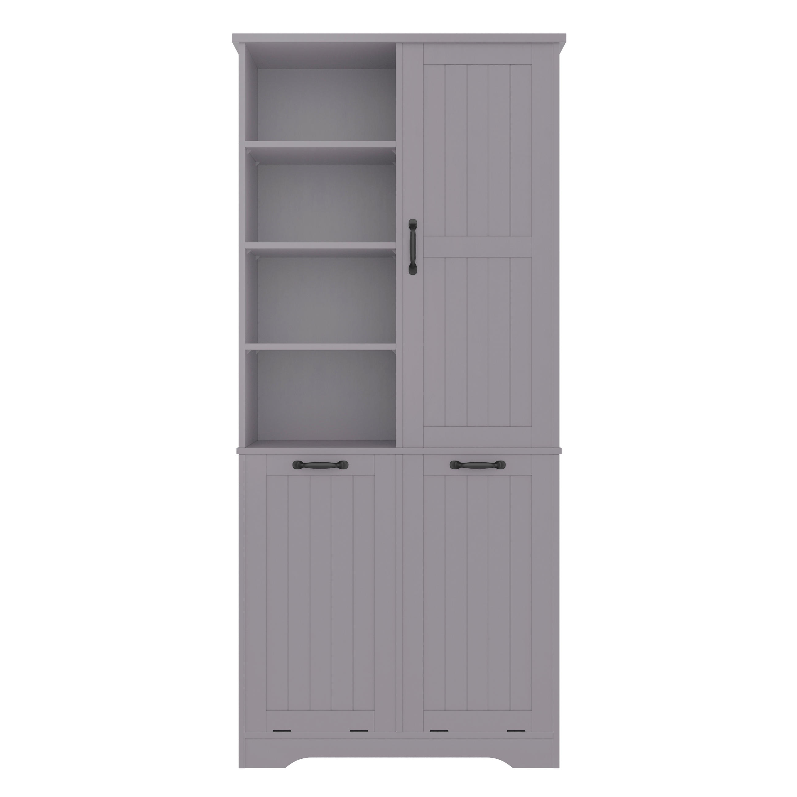 HOCHSCHRANK Grau mit 2 Wäschekörben und verstellbaren Einlegeböden 78/35/173 cm - Grau, Holzwerkstoff (78/172.7/35cm) - PANGIVO