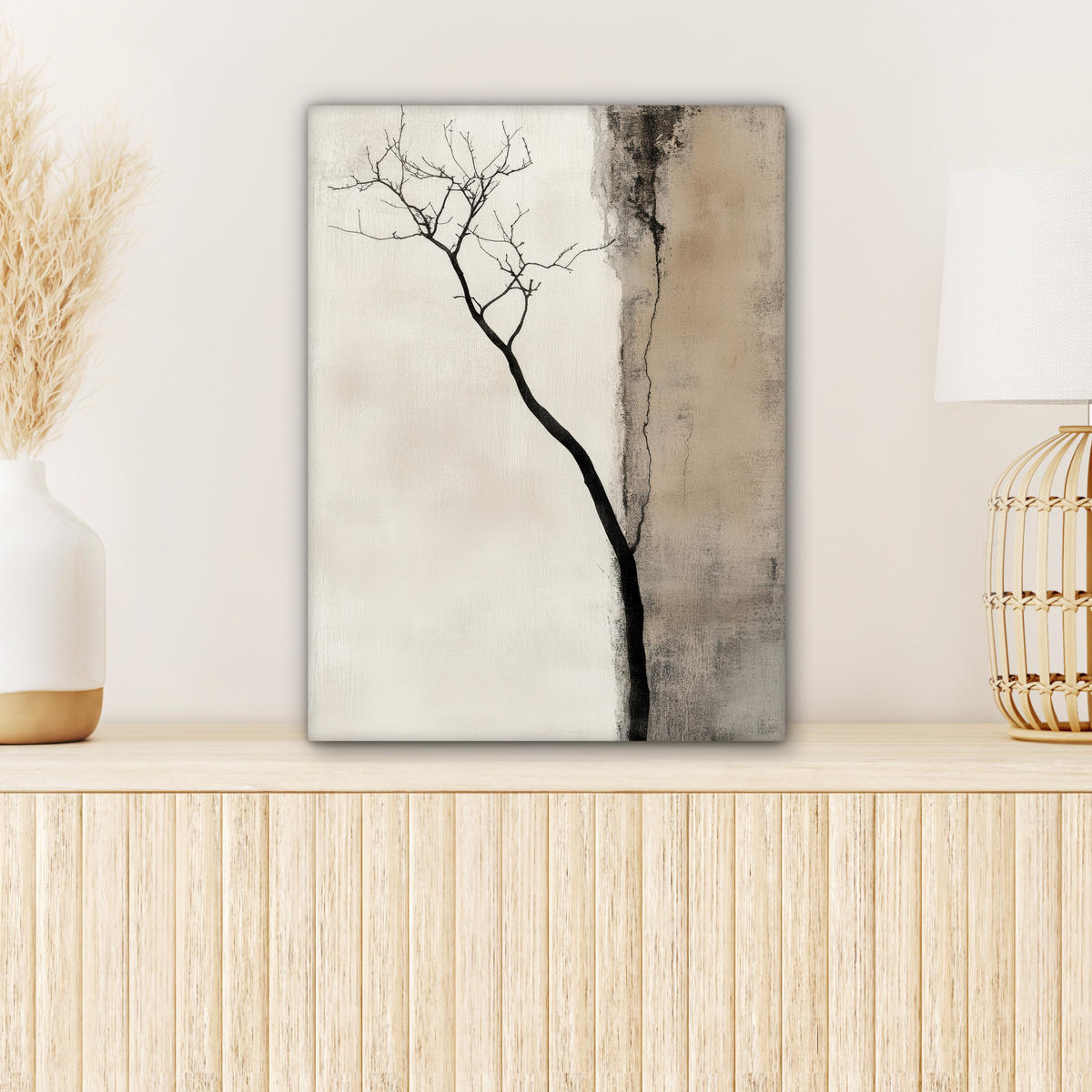 LEINWANDBILD Wabi sabi - Pflanze - Beige 30x40 cm - Taupe, Textil (30/40cm) - MuchoWow