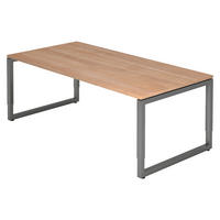 SCHREIBTISCH Serie-R 100/200/74 cm in Nussbaumfarben/Graphitfarben - Nussbaumfarben/Graphitfarben, Holzwerkstoff (100/200/74cm) - bümö
