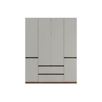 DREHTÜRENSCHRANK VELEN 180/230,5/51,4cm 6-türig Nussbaumfarben - Nussbaumfarben/Grau, Holzwerkstoff (180/230.5/51.4cm) - MASSENO