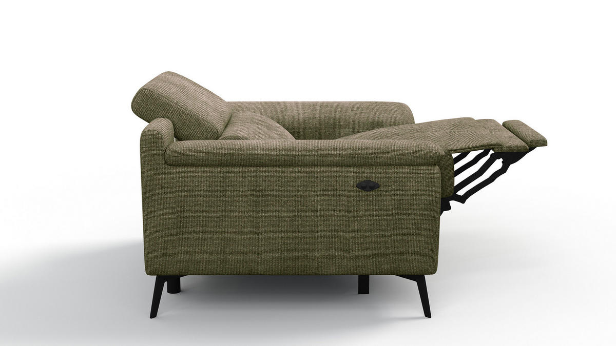 SESSEL FIERO mit Relaxfunktion, olivgrün - Schwarz/Olivgrün, Holzwerkstoff/Textil (114/82/103cm) - Courtois Laville