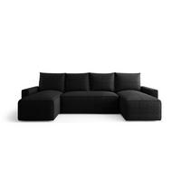 WOHNLANDSCHAFT mit Schlaffunktion SAVIO U Quelle 100 - Schwarz, Textil (300/75/140cm) - Bedante