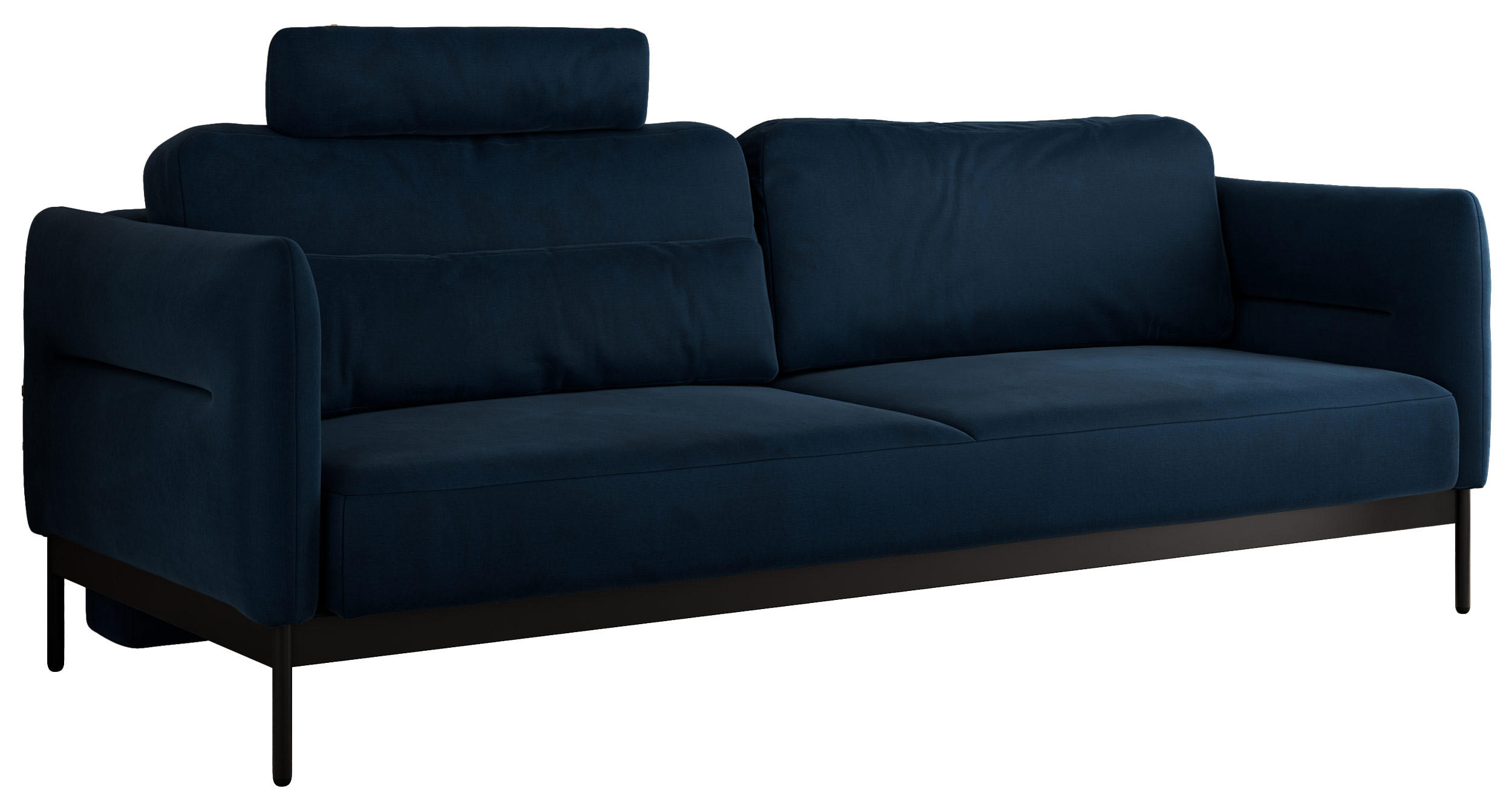 SOFA SALENTO Dunkelblau Velvet - Schwarz/Dunkelblau, Textil/Metall (221/82/101cm) - MKS