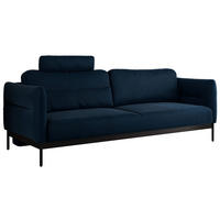 SOFA SALENTO Dunkelblau Velvet - Schwarz/Dunkelblau, Textil/Metall (221/82/101cm) - MKS