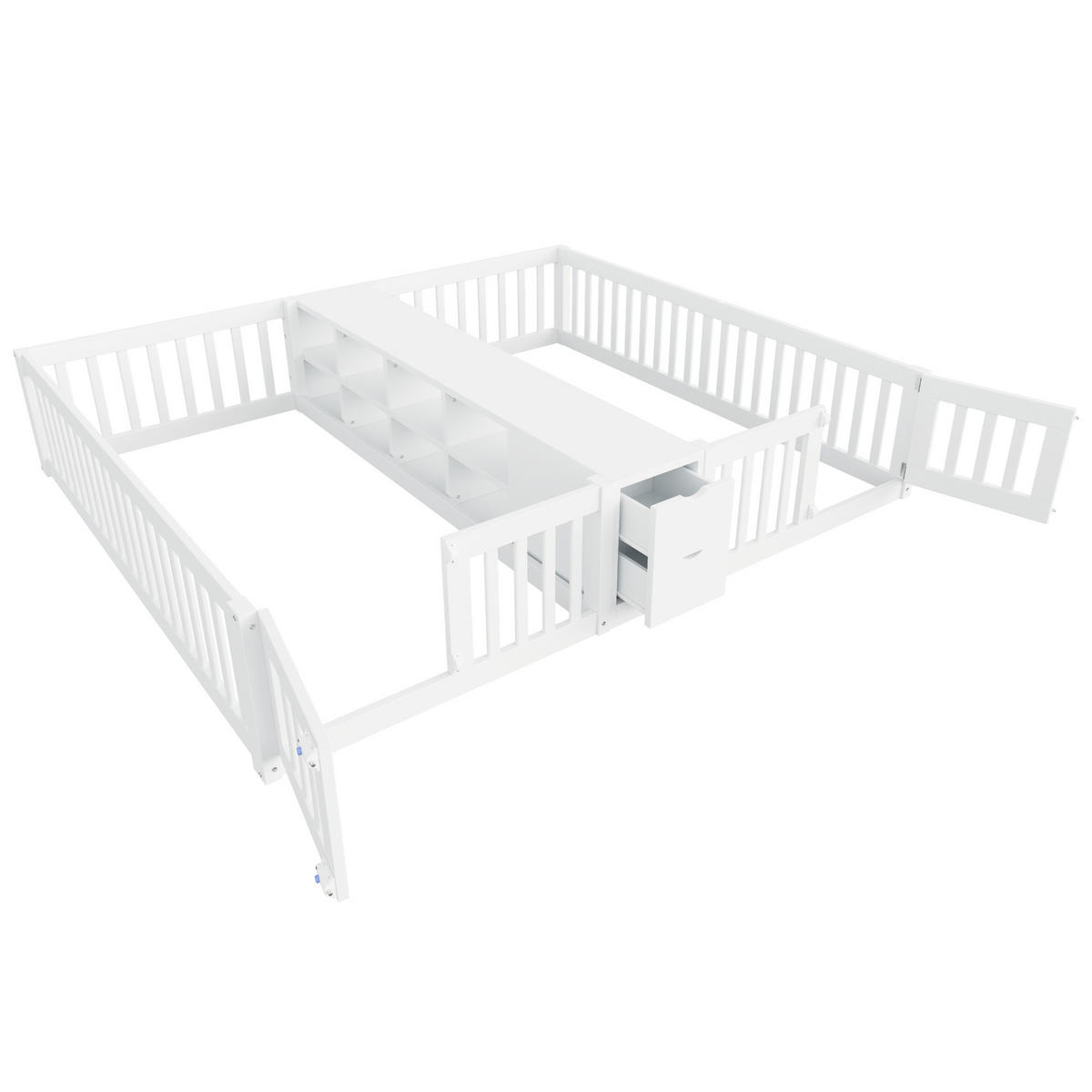 DĚTSKÁ POSTEL 90/200 cm & 90/200 cm v bílé barvě se zásuvkami a policemi - bílá, dřevo/kompozitní dřevo (90/200cm) - CHICFURN