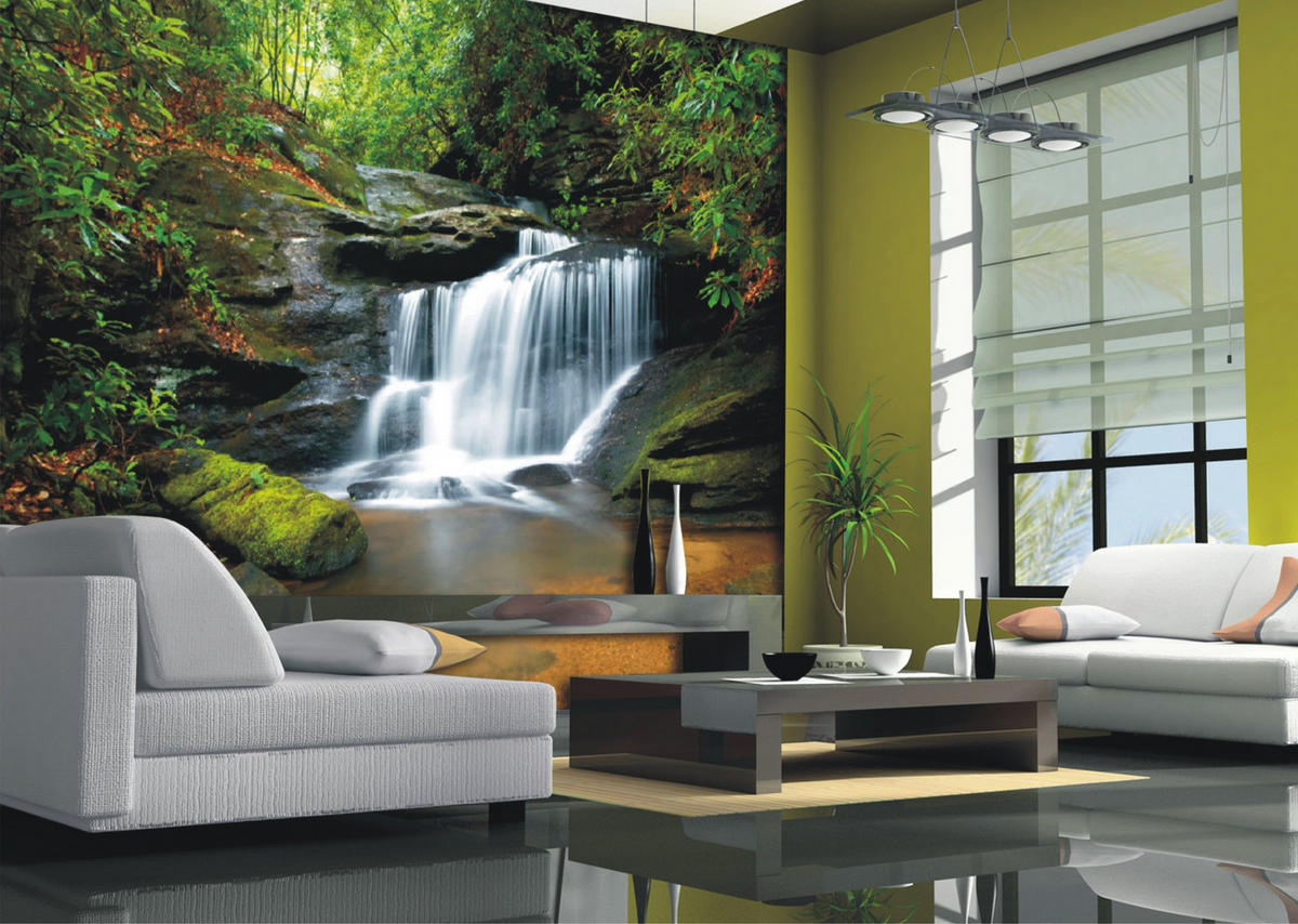 FOTOTAPETE Wasserfall 375 x 270 cm - Grün, Papier (375/270cm) - Sanders & Sanders
