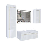 BADMÖBELSET Aloha Absetzungen in Creme Hochglanz - Creme, Holzwerkstoff (200/193/51cm) - Vladon