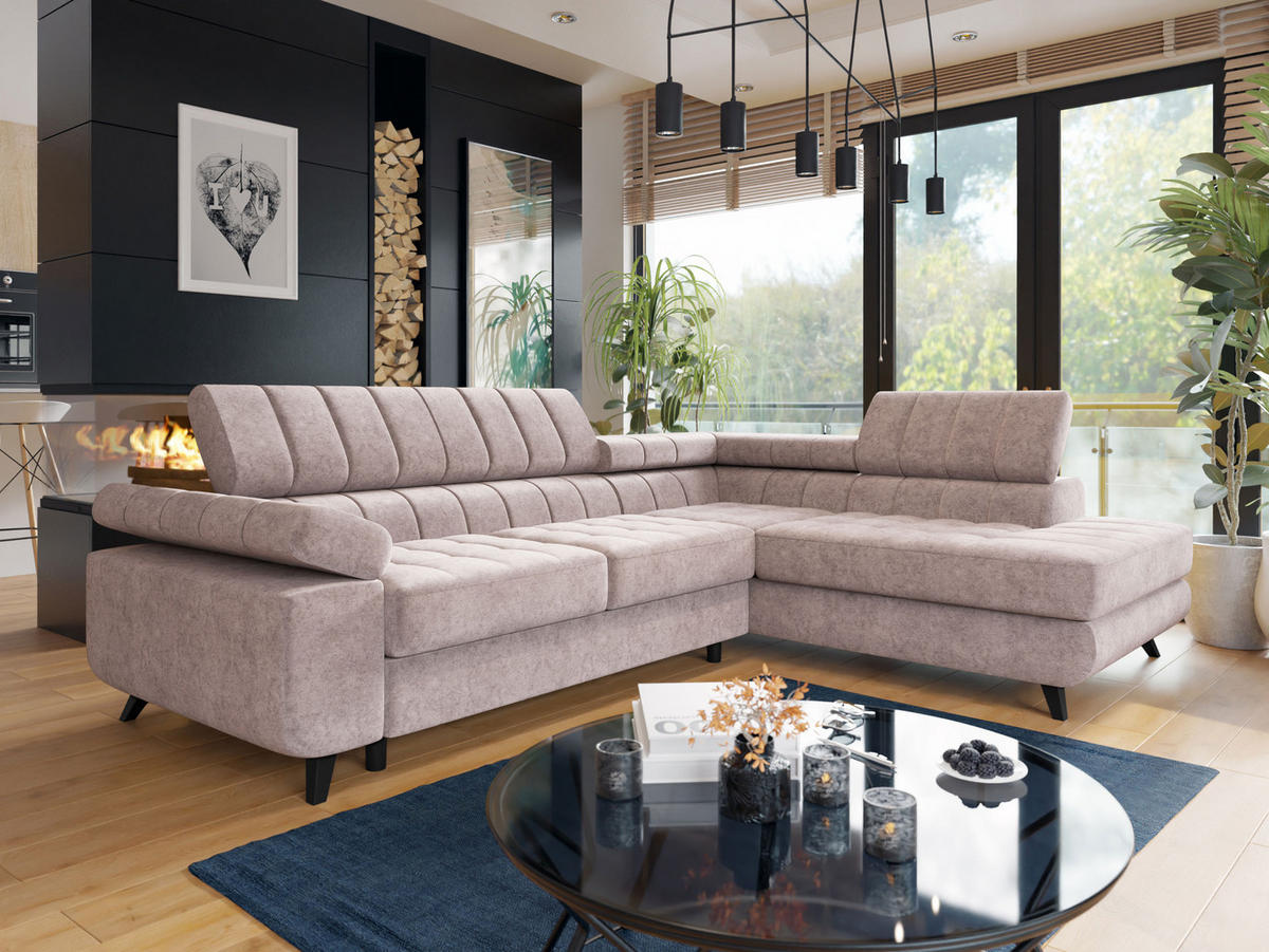 ECKSOFA Nord Premium, Seite: Rechts - Anthrazit/Hellgrau, Holz/Textil (264/203cm) - MIRJAN24