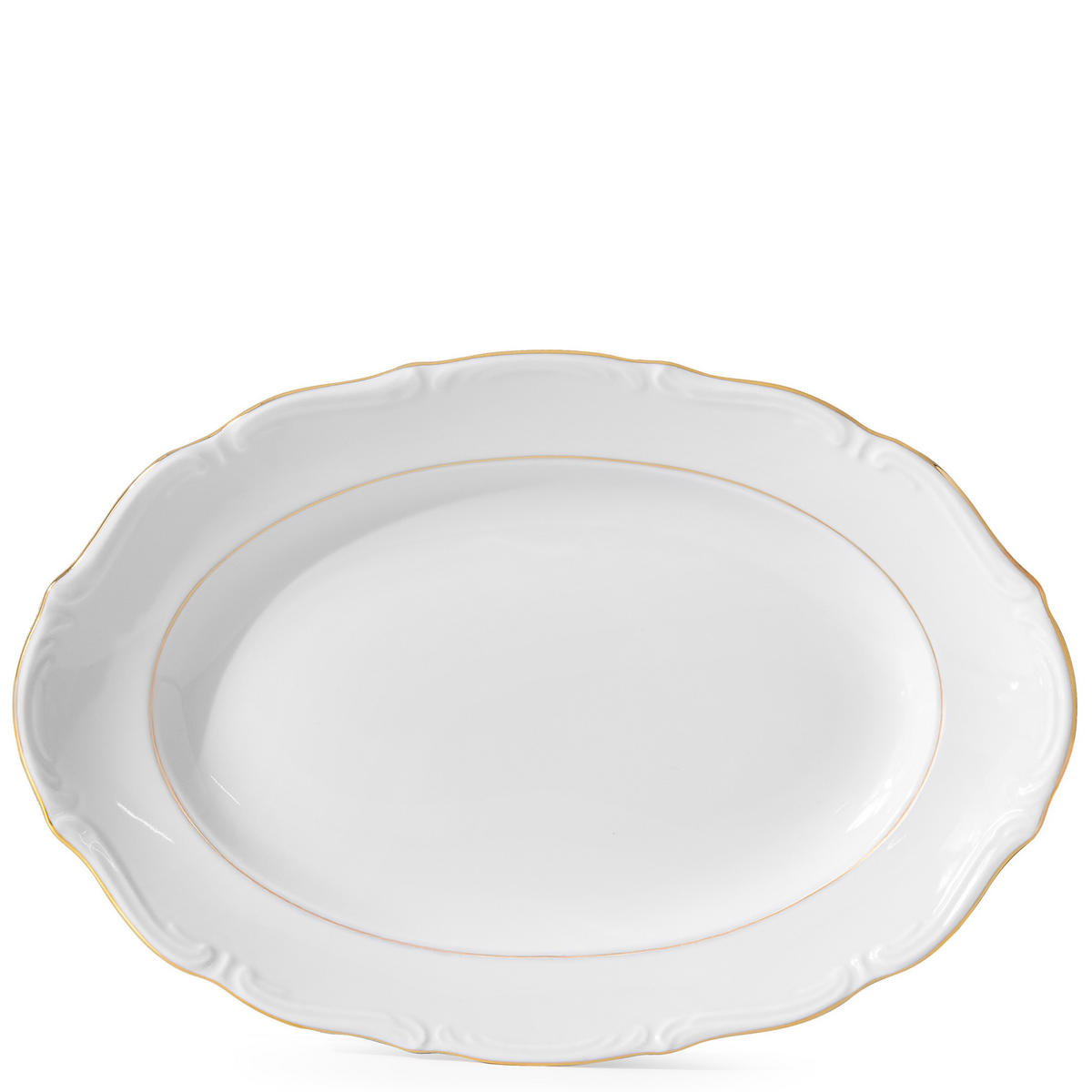 SERVIERPLATTE Chodziez MARIA TERESA Porzellan mit Goldrand, Weiß / Gold - Goldfarben/Weiß, Keramik (22/3/22cm) - KONSIMO®