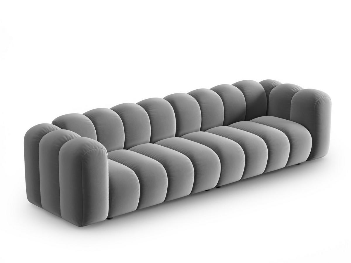 SOFA modular Lupine aus Samt grau 4 Sitzplätze - Grau, Textil (95/70/290cm) - Micadoni
